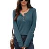 Fall Winter New Women's Solid Color Crew Neck Buttoned Loose Long Sleeve T-shirt Top Leisure Trade Europe America