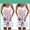 Mini Abito Canotta Estivo Senza Maniche Boho Vintage da Donna con Stampa Floreale 3D per uno Stile Senza Sforzo