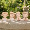 4 Pieces Girl Bust Planter with Floral Headpiece Decorative Hairstyle Head Artistic