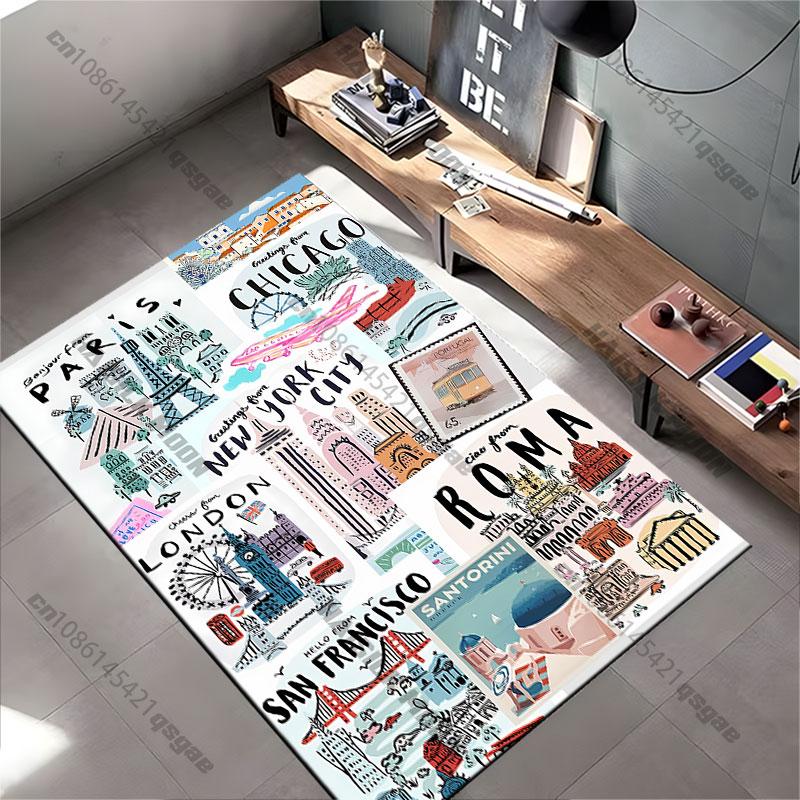 Travel destinations and iconic landmarks carpet Yoga living room room decor children's crawling mat doormat area rug