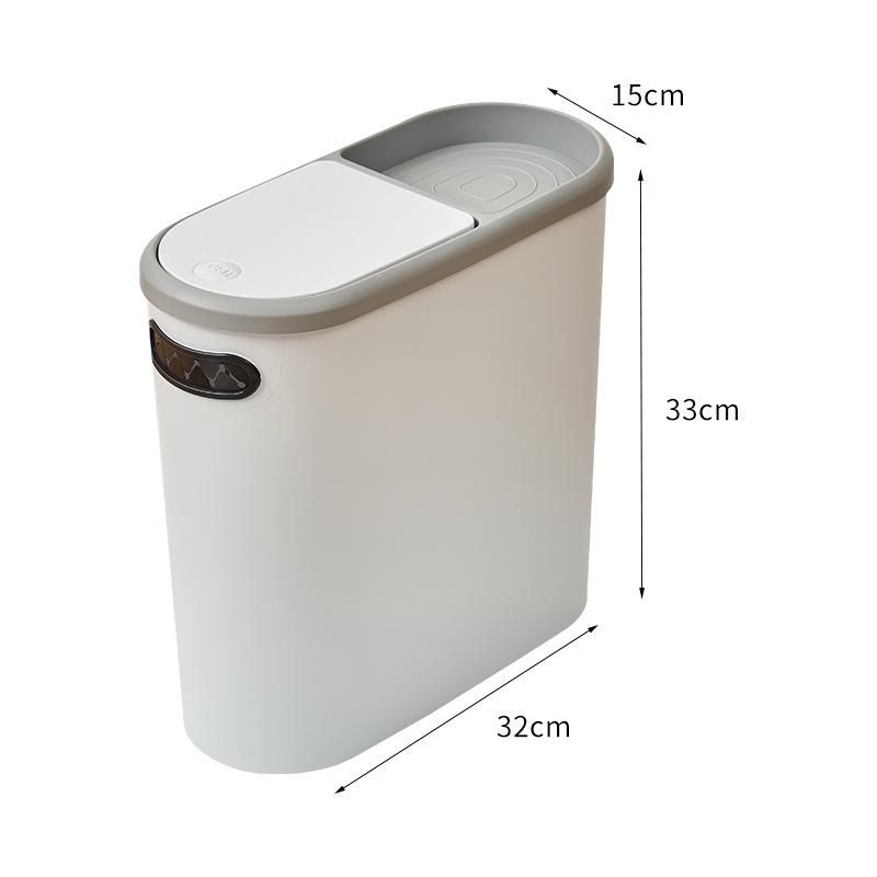 

Press-Top Narrow Gap Trash Can for Kitchen, Bathroom, Living Room 32x15x32 cm