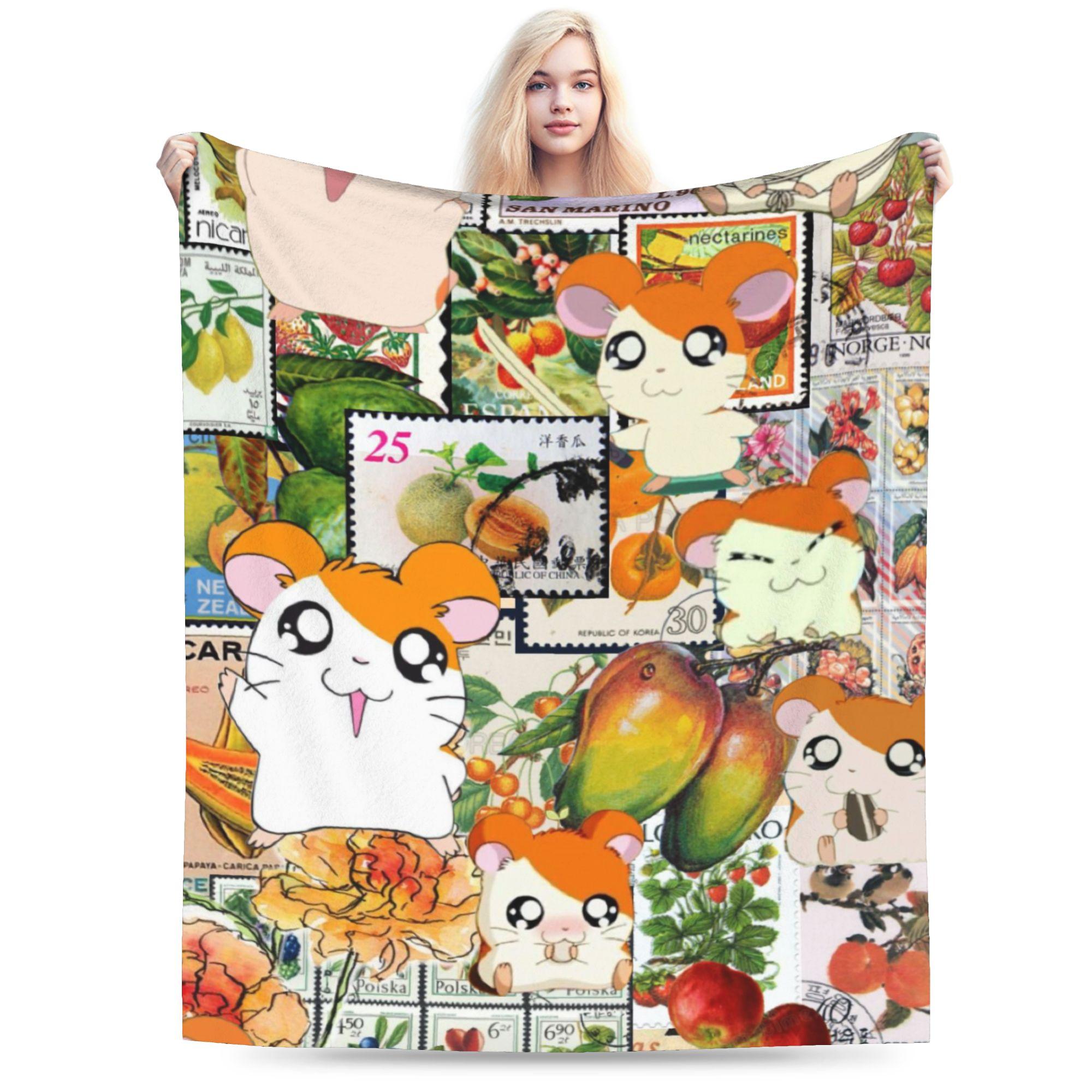

Cute Hamtaro Plush Blankets Child Flannel Throw Blanket For Living Room Warm Soft Customized Quality Bedspread Gift 75cmx90cm