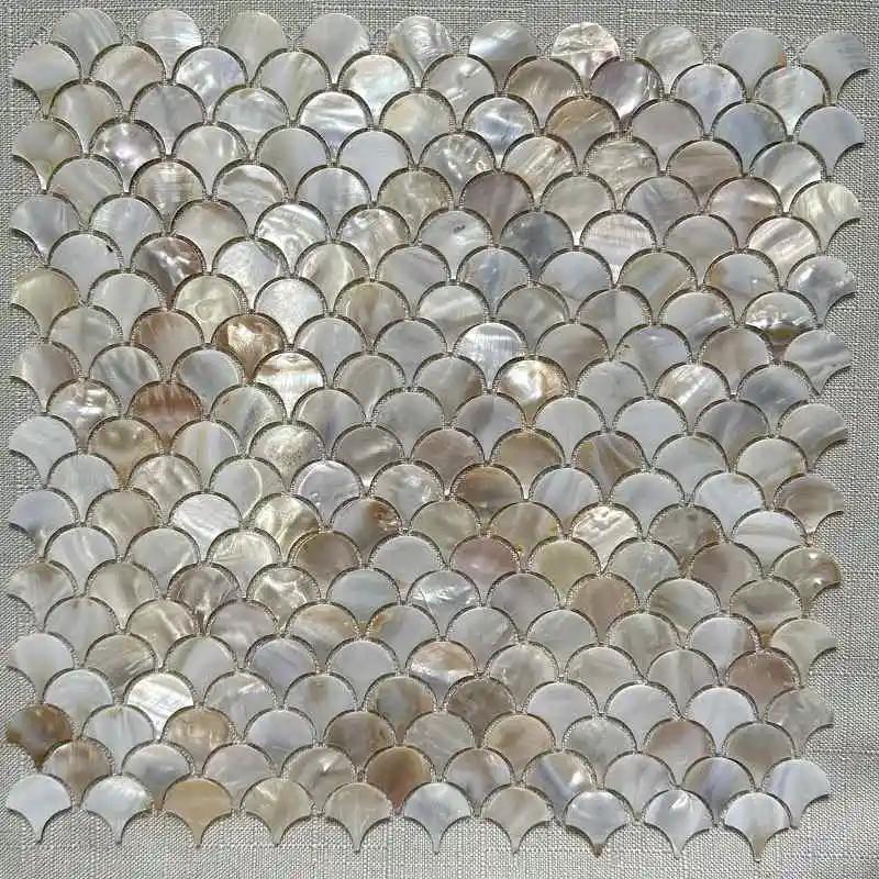 

Мозаичная плитка из ракушек Натуральный белый Перламутр Настенная Фартук Плитка для ванной комнаты Лист рыбьей чешуи кухня 97 1pc