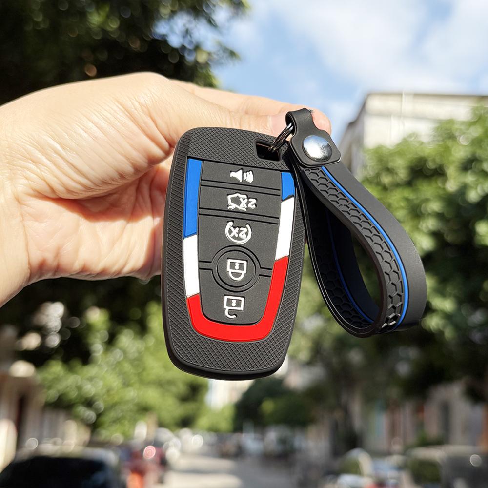 Soft Key Case For Ford F Series Fusion Escape Ranger Explorer Maverick Focus Edge Key Holder Keychain Accessories Car Key Caps