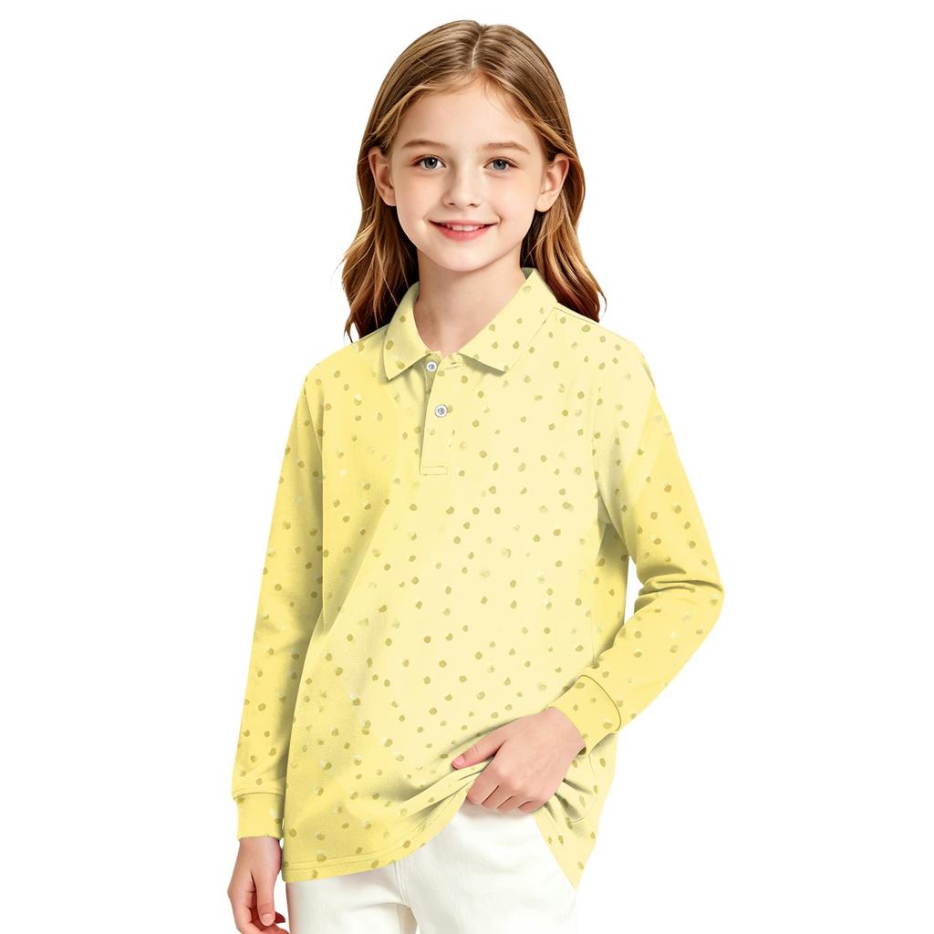 Girls' Long Sleeve Print School Uniform Blouse for Casual Formal Wear