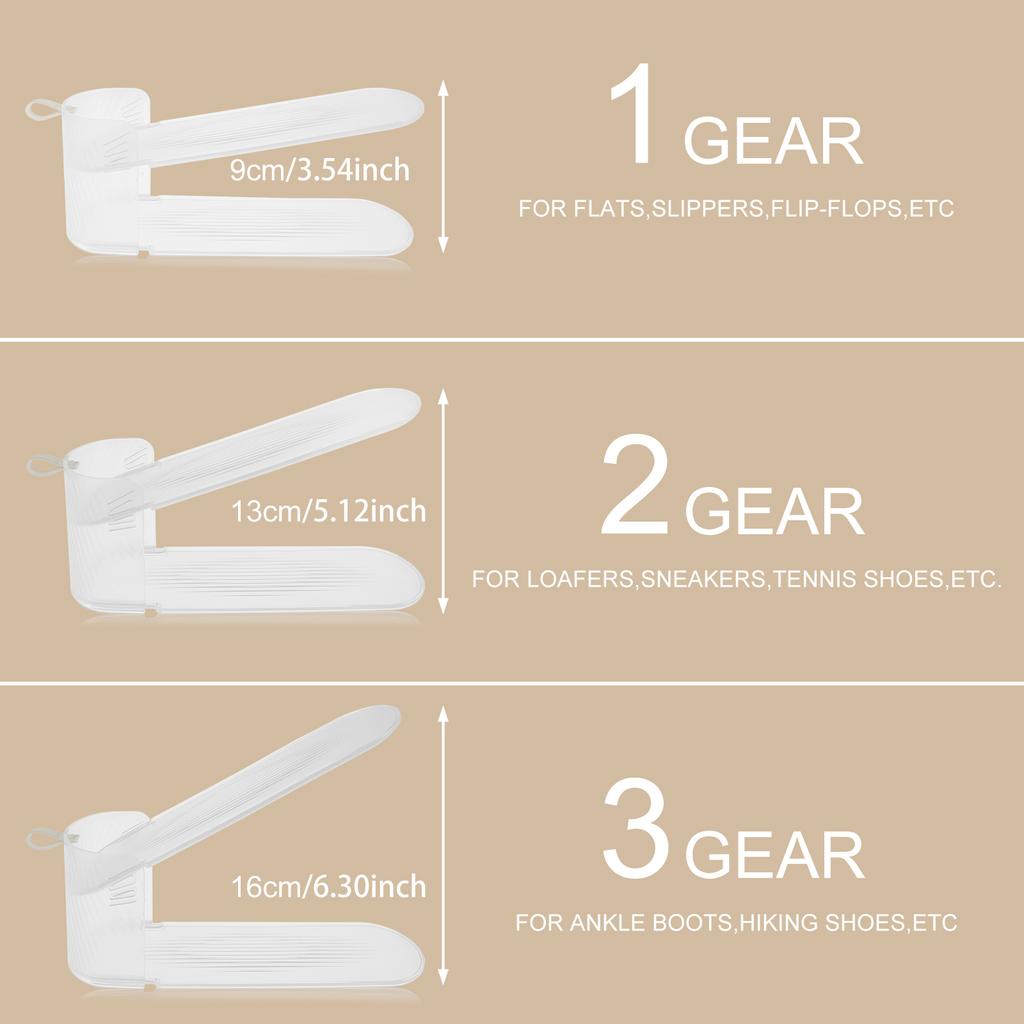 8Pcs Adjustable Shoe Stacker Double Deck Shoe Support Slot Organizer Rack Cabinet Closet Anti Slip Stripe Shoes Display Stand