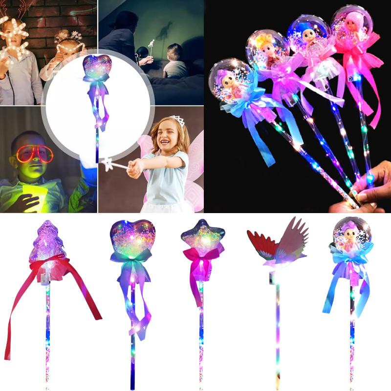 Light Led Up Sticks Toy Christmas Tree Pentagram Princess Flash Wand Prop Party
