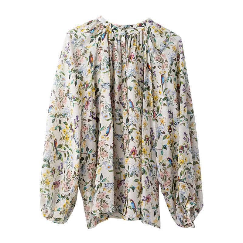 Lockeres, bedrucktes Chiffon-Shirt für Damen, Sommer-Top mit V-Ausschnitt, leicht und bequem