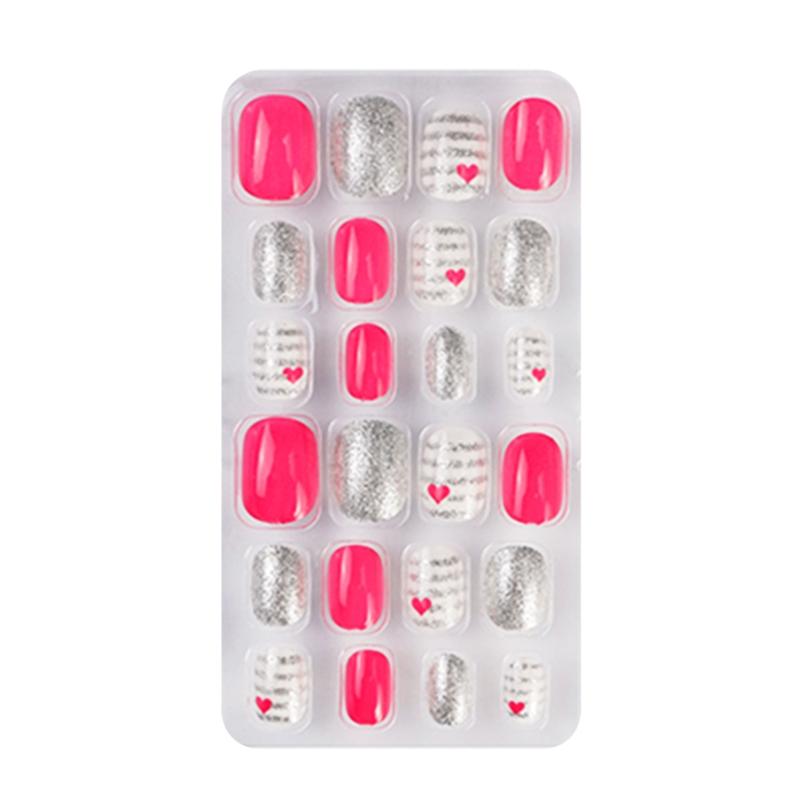 Накладные ногти Candy Nails для детей, розовые, короткие, квадратные, для самостоятельного наращивания, легко носятся, розовые.