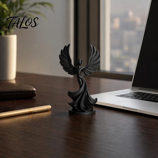 Small Angel Statue 3D Printed Dancing Figurine, Modern Winged Women Statue, Collectible Decorative Sculpture for Living Room, Bedroom, Bookshelf
