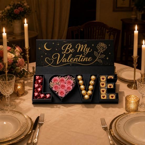 Leere Valentinstag LOVE Briefbox, Romantische befüllbare Geschenkbox, Schokoladen-Erdbeer-Süßigkeiten-Schmuck-Verpackungsbox für Geburtstag, Hochzeitsfeier
