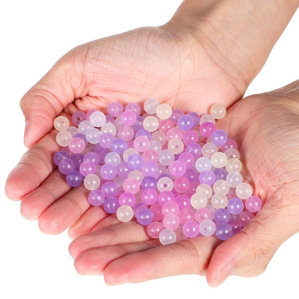 Operitacx 1000pcs UV Color Beads, 0.3 Inch Plastic Round UV Reactive Neon Beads for Necklaces, Bracelets, DIY Crafts