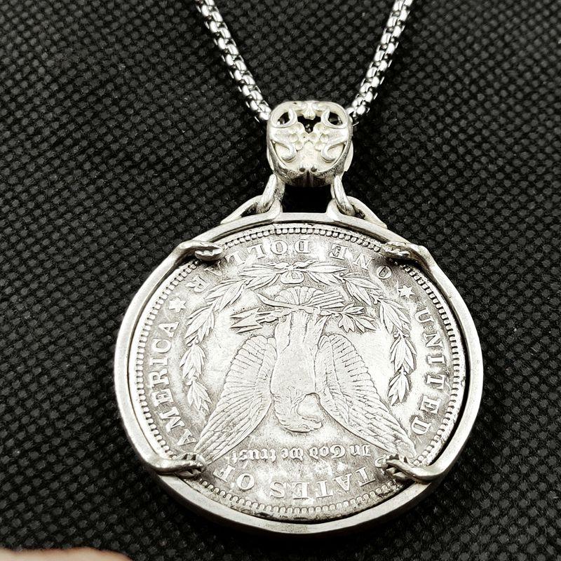 Beauty Snake, Wanderer Coin, Antique Silver Dollar, Antique Coin Necklace Pendant, Collection, 1907,1922