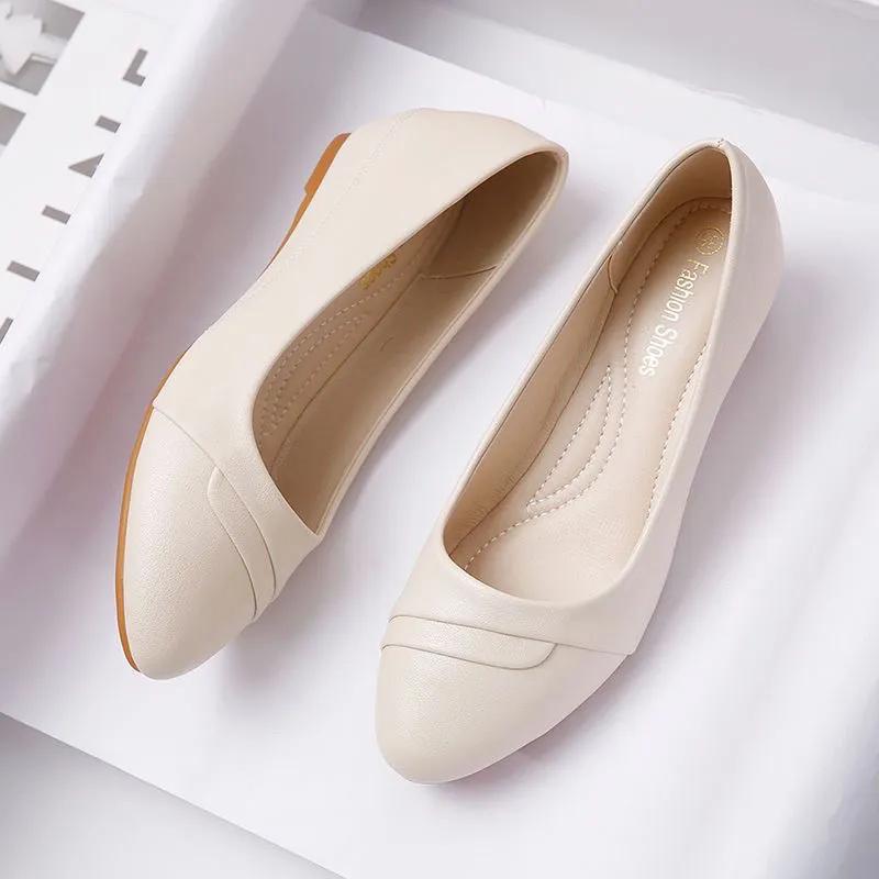  women cute pointed toe spring slip on wedge heel shoes lady casual elegant comfort spring summer heel shoes ab794