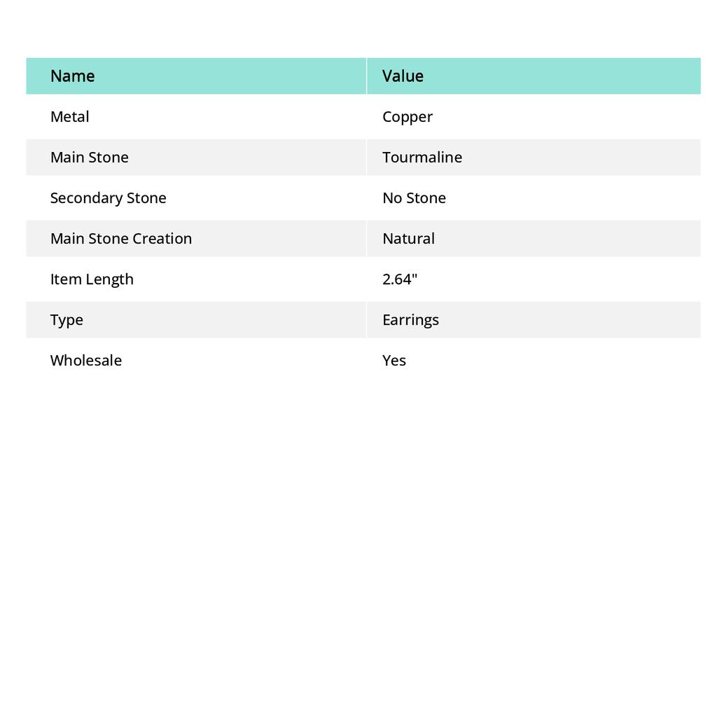 Cercei bijuterii din sârmă de cupru lucrată manual, cu turmalină bicoloră, 2,64" D3V77