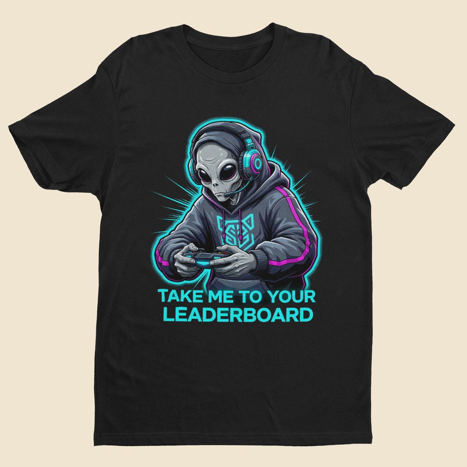 Retro 80s Alien Gamer T-Shirt: Sci-Fi Neon Graphic Tee 3XL