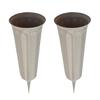 2-Piece 10.2' Stake In Ground Cemetery Grave Fluted Flower Vases Holder
