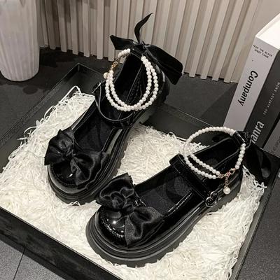 Mode Zoete Strik Platform Lolita Schoenen Vrouwen Luxe Parel Enkelgesp Mary Janes Schoenen Vrouw Academiestijl Kawaii Cosplay JK Schoenen