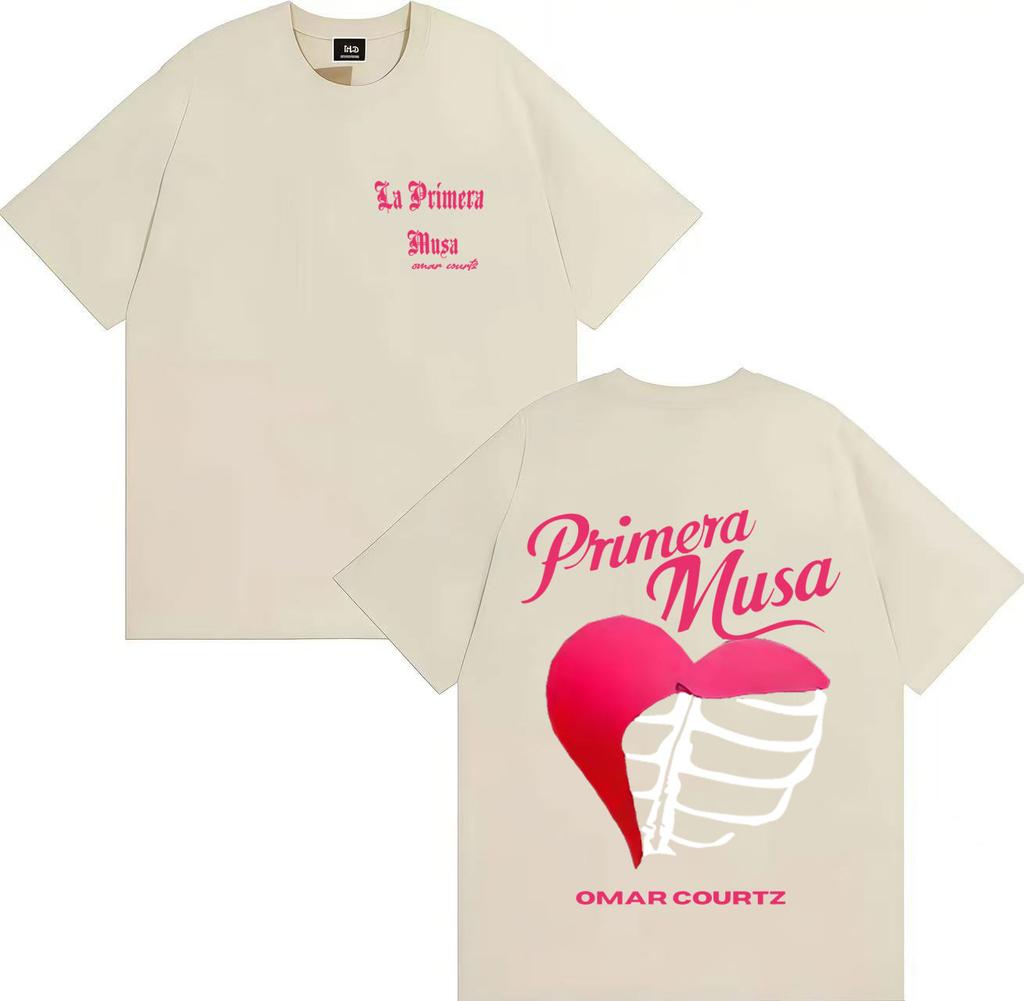 Singer Omar Courtz Primera Musa 2025 Heart Humor T Shirt Men Tops Gothic Short Sleeve T Shirt Summer Oversized Tshirt Streetwear
