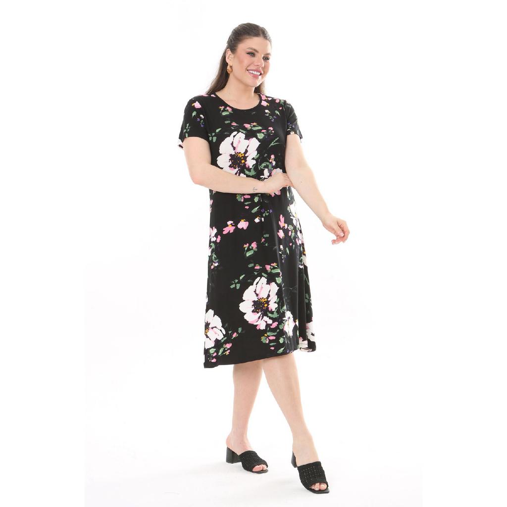 Women's Blue Green Maze Pattern Midi Dress