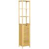 Tall Bathroom Cabinet, Slim Storage Cabinet, Tallboy Bamboo Storage Unit with 3-Tier Storage Shelves and Freestanding Organiser, Natural