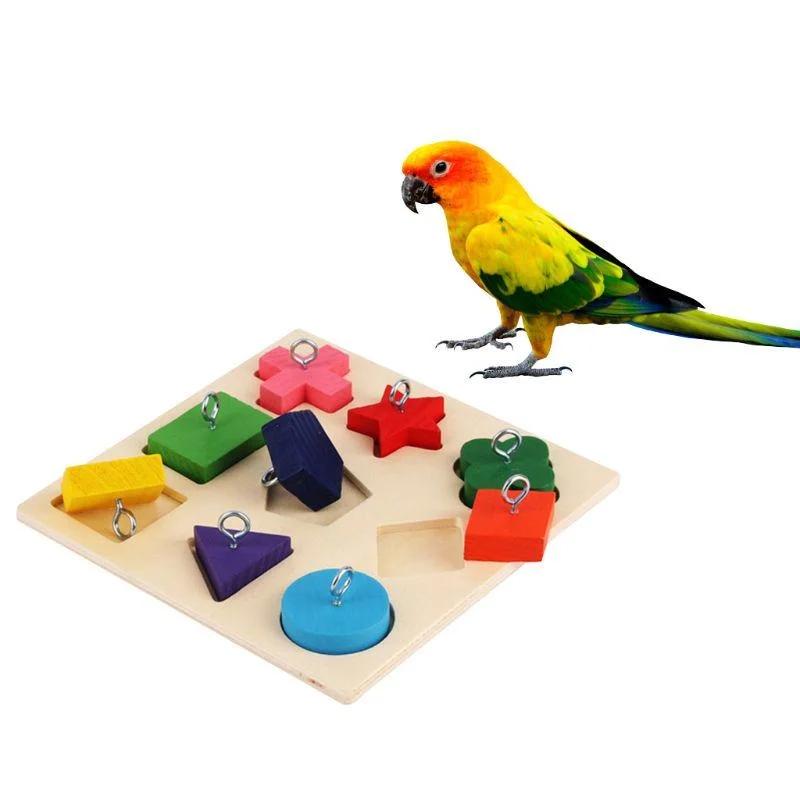 Vzdělávací hračky pro papoušky Interaktivní tréninkové hračky pro papoušky Dřevěná kostka Ptačí puzzle Hračka Ptačí potřeby