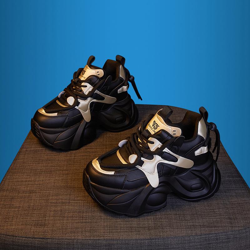 Daddy Shoes Girl 2025 New Autumn Breathable Lightweight Thick-soled Muffin Shoes Versatile Small Inner Height Increasing Women's Shoes