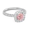 Pink CZ Round Cushion Halo Women Wedding Ring  –  925 Sterling Silver