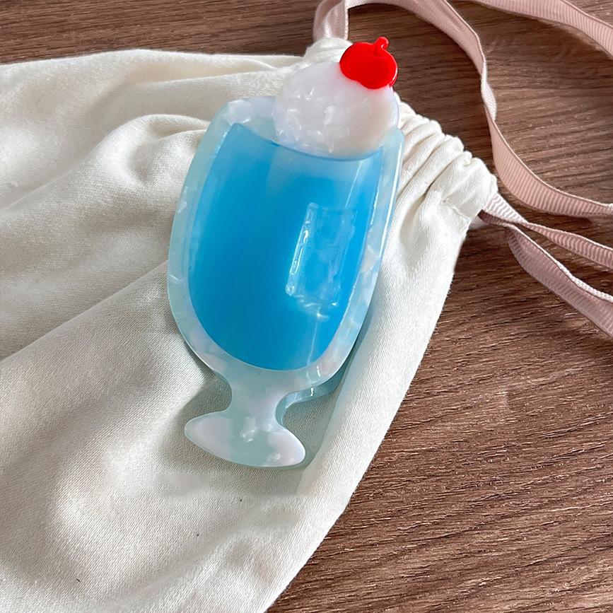 Creative Blue Soda Ice Cream Hair Claw Cute Cartoon Ponytail Hairpin Shark Grip Clip Headwear for Women Girls Hair Accessories
