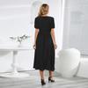 Women's V Neck Short Sleeve Patchwork Cake Dress Casual Dress Commuting Dress