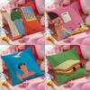 Abstract Funny Illustration Cushion Cover Anti-dustmite Pillowcase Invisible Zipper Silky Short Plush Sofa Cushion Cover