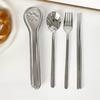 304 Stainless Steel Travel Tableware Set With Cat Paw Box Curlty Set Chopsticks Spoon Set  Student