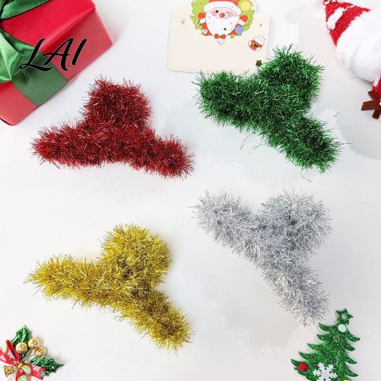 Holiday Hair Accessories for Christmas Party Shiny Tinsel Claw Clip Women Festive Updo Shark Clip Themed Pins Elegant Accessory Thick And