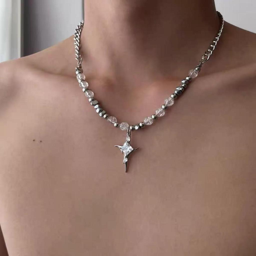 Unisex Strass Kreis Anhänger Halskette - Elegante Leichte Luxus Schlüsselbeinkette