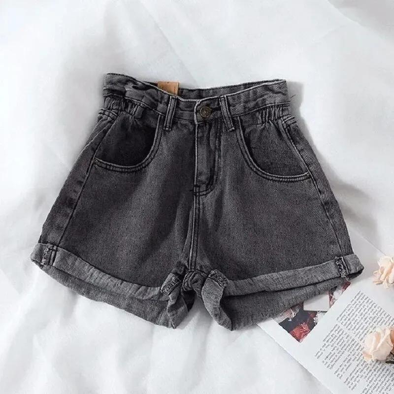 

Summer Korean Retro High-waist Loose Jeans Shorts Women Versatile Edge Casual Hot Pants Women Clothing Jeans S серый