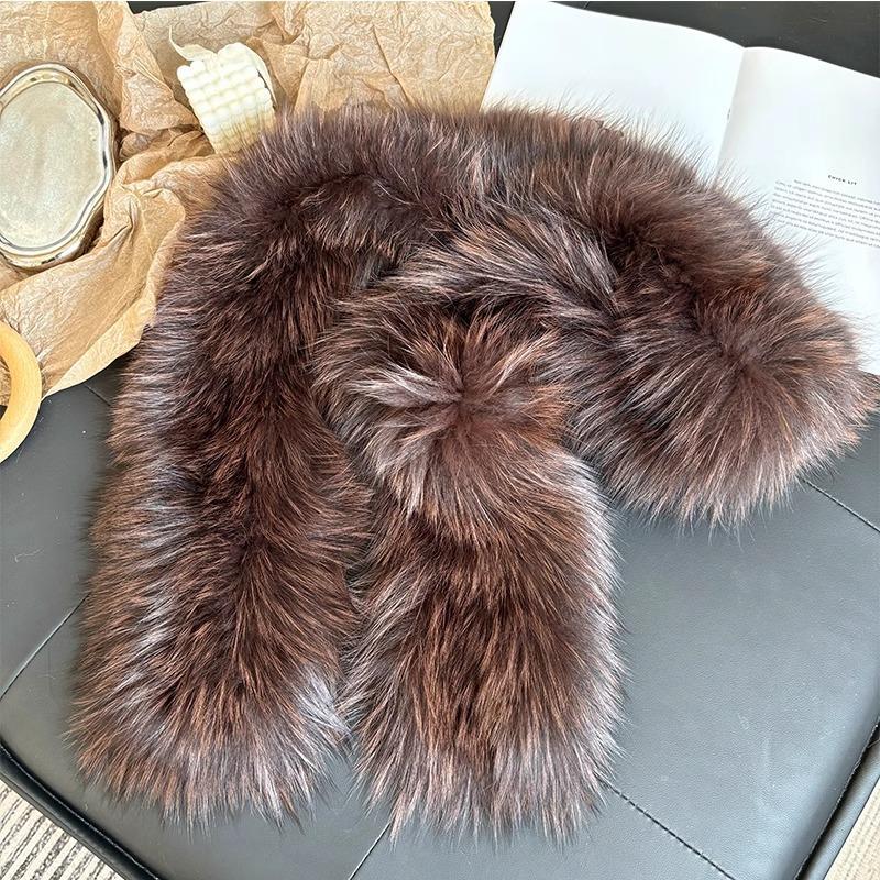 Temperament Fox Fur Scarf Hand-woven Wool Collar Warm In Autumn and Winter Plus Long Hair Fur Scarf Women