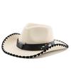 New cow head belt western cowboy hat men's and women's outdoor knight hat hemming famous wind brim top hat