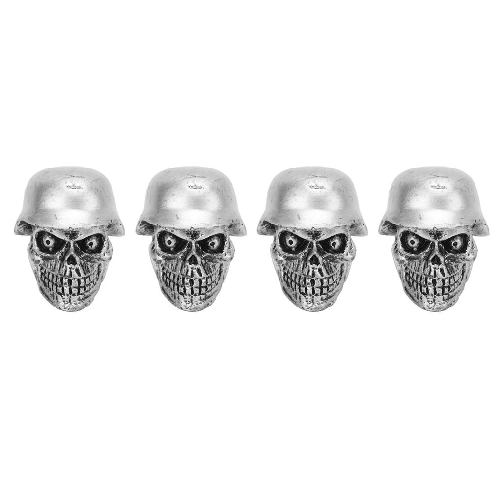 4Pcs Set Helmet Skull Type Tire Valve Stem Caps with Rubber Ring Universal for Cars Bikes SUVs Trucks Bicycle Motorcycle