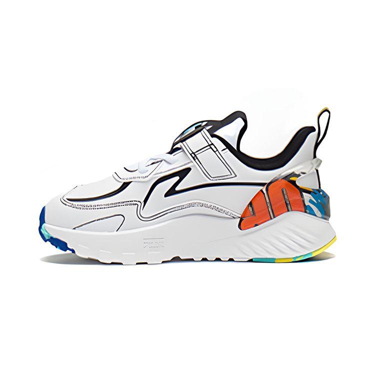 Li Ning Kids Comfortable Versatile Non-Slip Shock Absorbing Wear-Resistant Casual Shoes Kids Casual Shoes White Orange Blue YKNS060-13