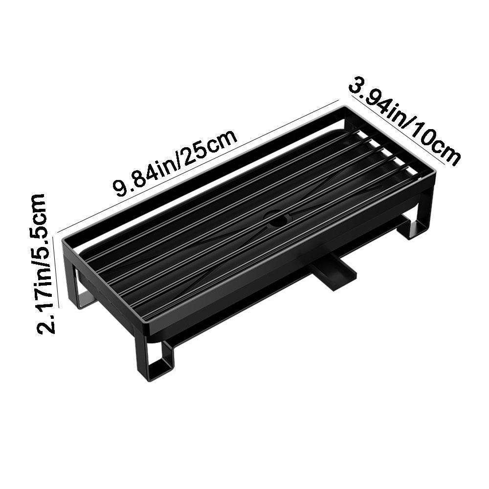 Black/Silver Soap Sponge Holder Self-Draining Dishcloth Towel Rack Sink Drain Rack for Home