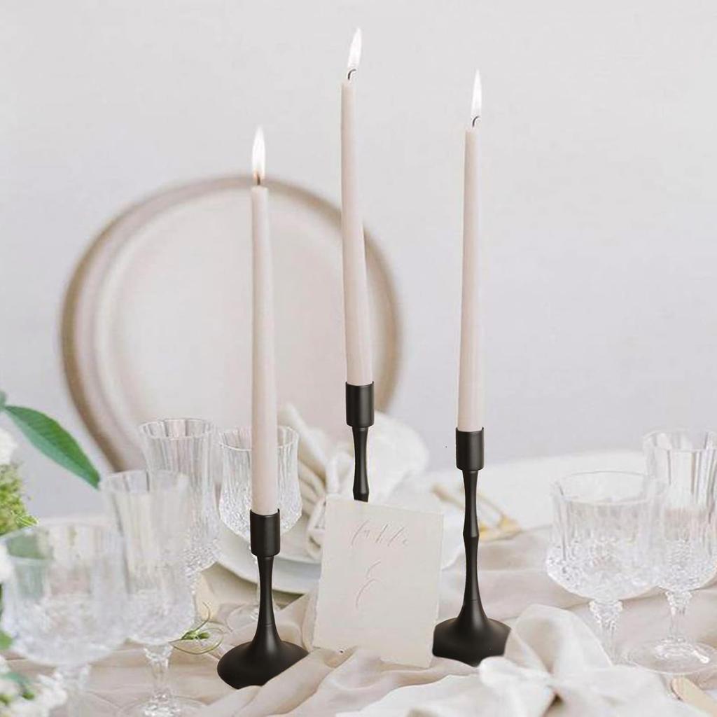 Matte Black Taper Candle Holder Set of 3 Black Candlestick Holders Modern Farmhouse Candle Stick Candle Holder for Candlesticks for Wedding Christmas