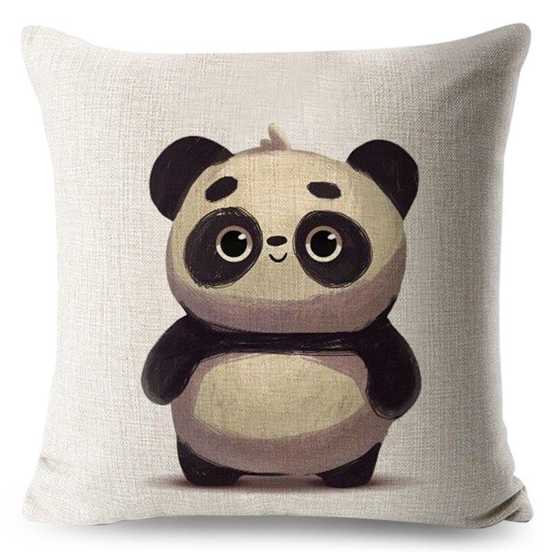 Cute Panda Pillow Case Cartoon Animals Linen 45*45 cm Square Cushion Cover Cute Panda Pillow Case Cartoon Animals Linen 45*45 cm Square Cushion Cover