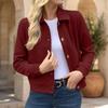 Women's Long Sleeve Jacket Zip Up Lapel Collar Casual Outerwear Coat