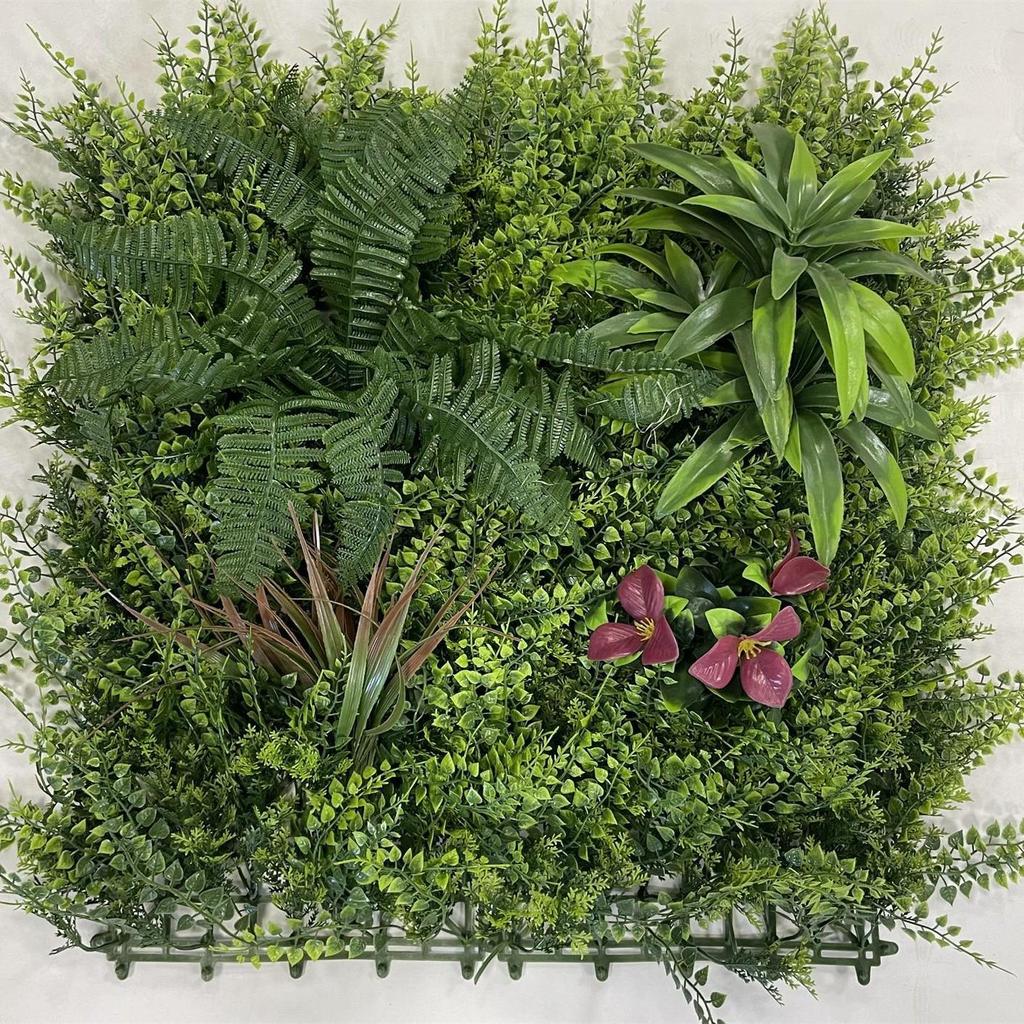 50×50cm Artificial Green Plant Wall - Plastic Vertical Garden, Fake Flower Wall, Synthetic Turf Background