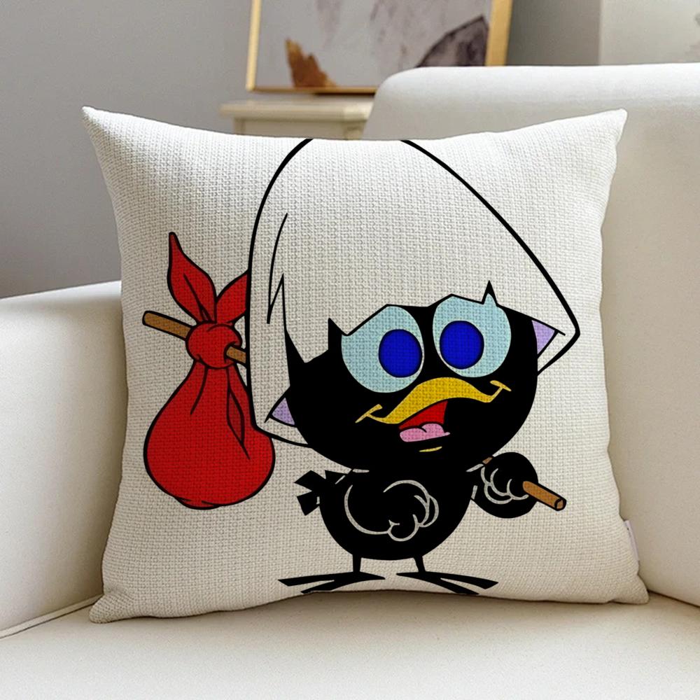 A-Cartoon Calimero Fun Cushion Cover Natural Linen Pillowcase Set, All-In-One Decor For Sofa, Bedroom & Chair
