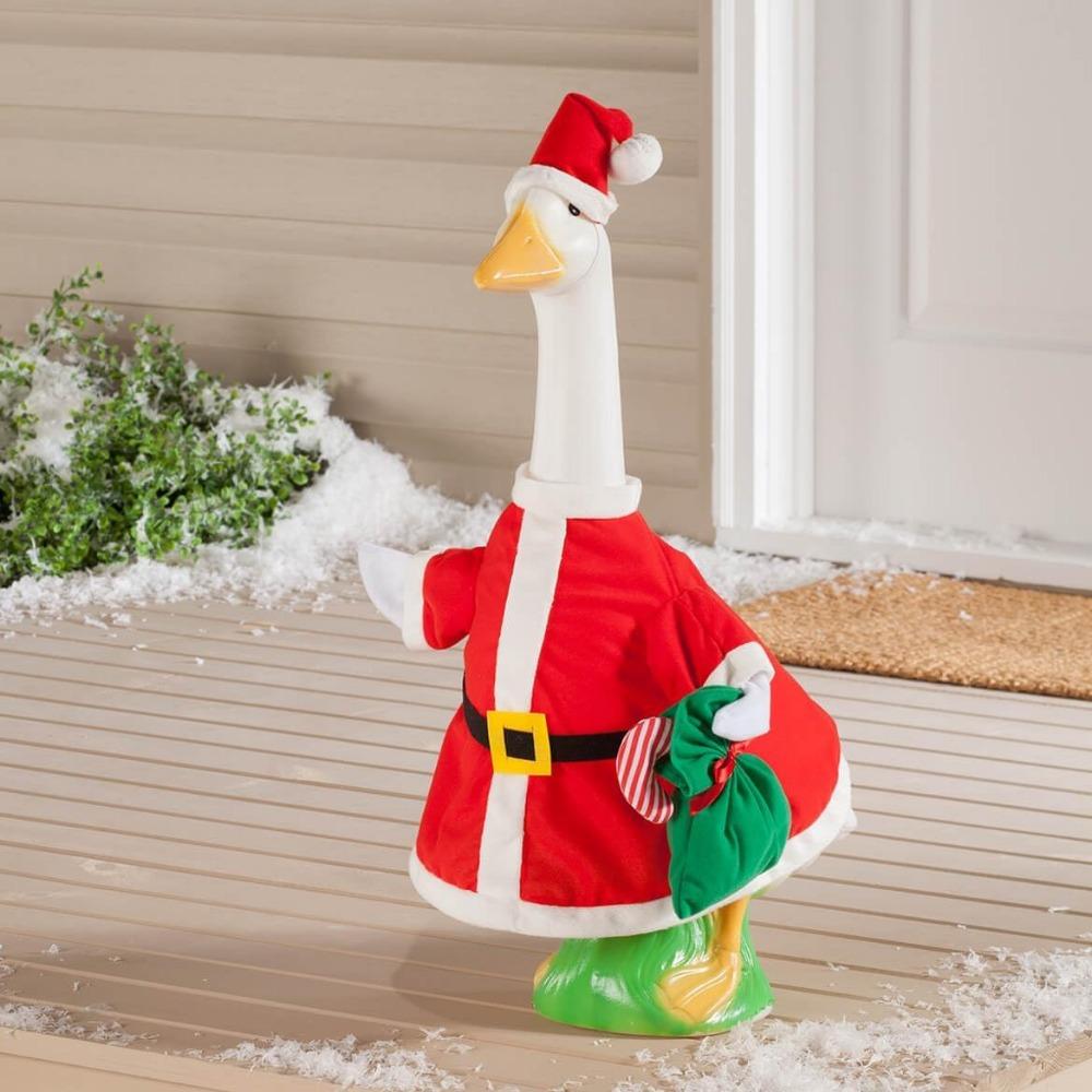 Christmas porch goose costume Santa Claus 23 inch porch goose decoration Christmas outdoor decoration lawn goose costume