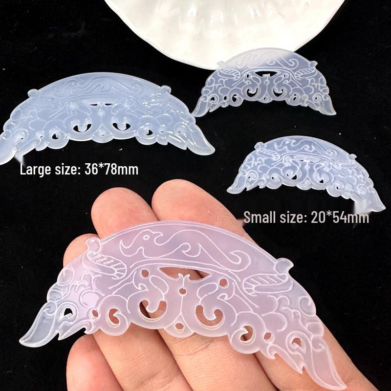 Qin Han Style Phoenix Pattern Imitation Jade Pendant - High Quality Hollow Plastic Material for DIY Headdress