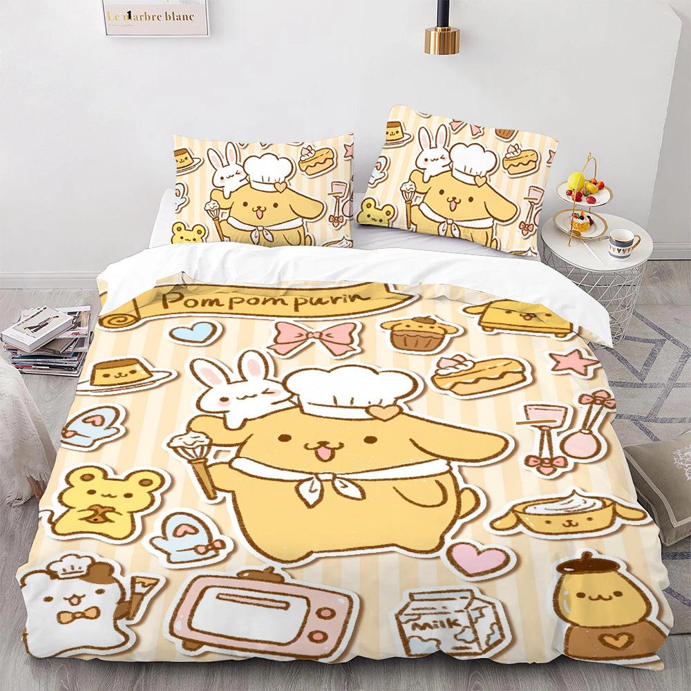 Pom Pom Purin Bedding Sets Comforter Quilt Bed Cover Duvet Cover Pillow Case 2-3 Pieces Sets Kids Adult Size Cartoon Decor