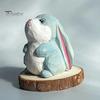 Office Desk Aesthetic Accessories Hand-Carved Lop-Eared Bunny Ornament, Cute Animal Figurine, Natural Wood Carving Art Small Decorative Statue