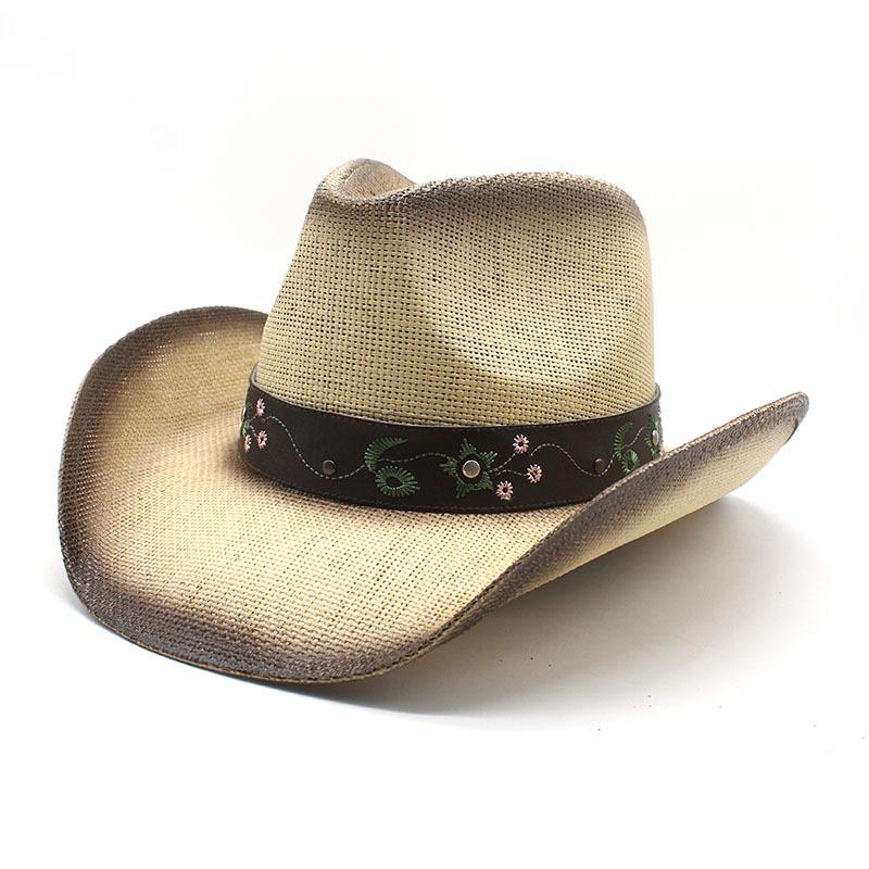 Exclusive For Men And Women Outdoor Western Denim Straw Hats Embroidered Curved Brim Denim Hats